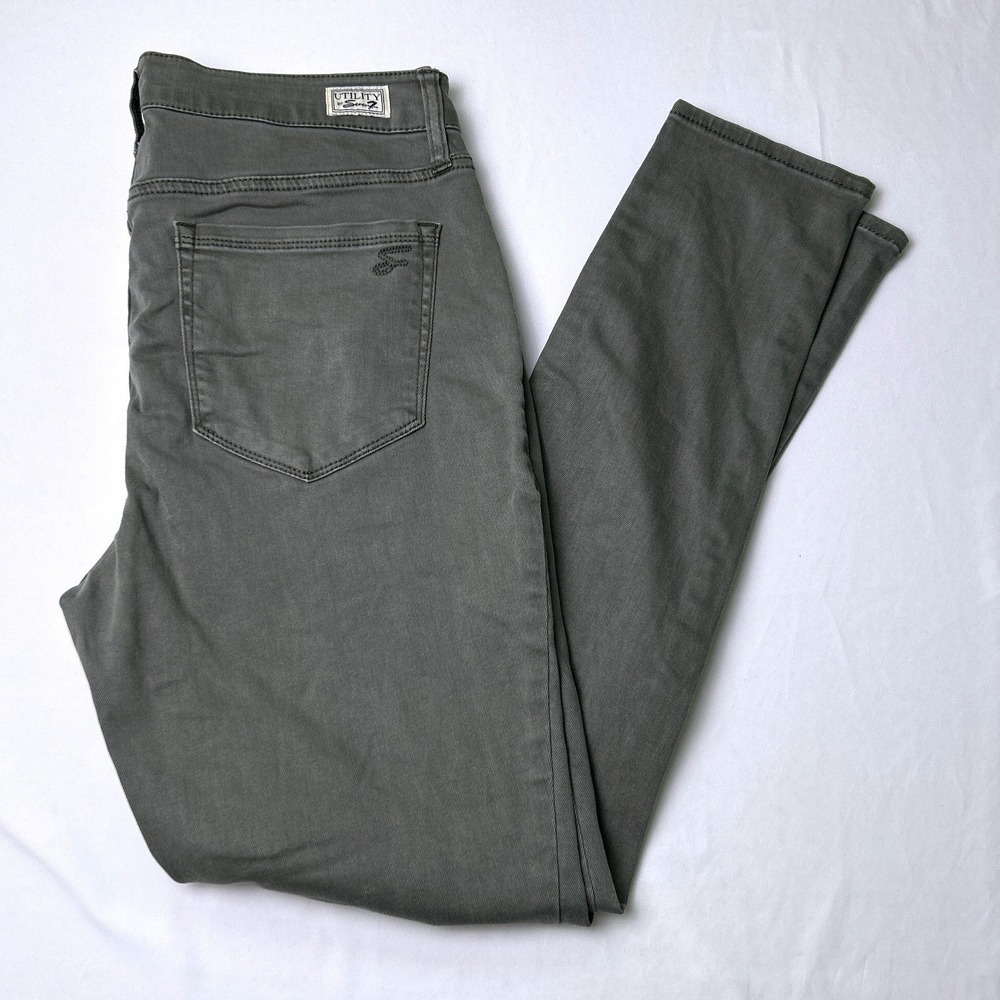 Seven7 Womens Mid Rise Ankle Skinny Stretch Jeans Size 8 Olive Green Casual